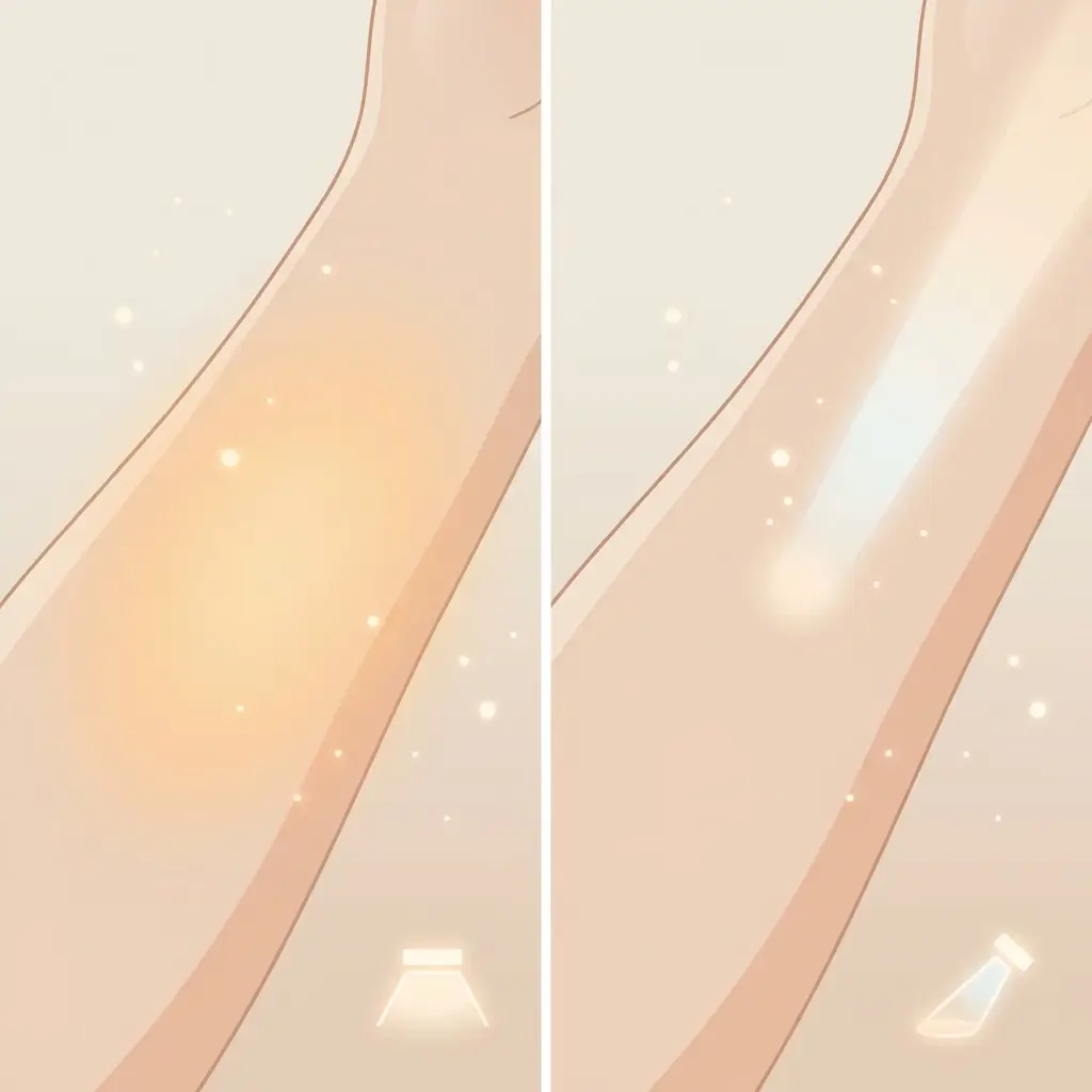 Broad light falling across skin in warm tones