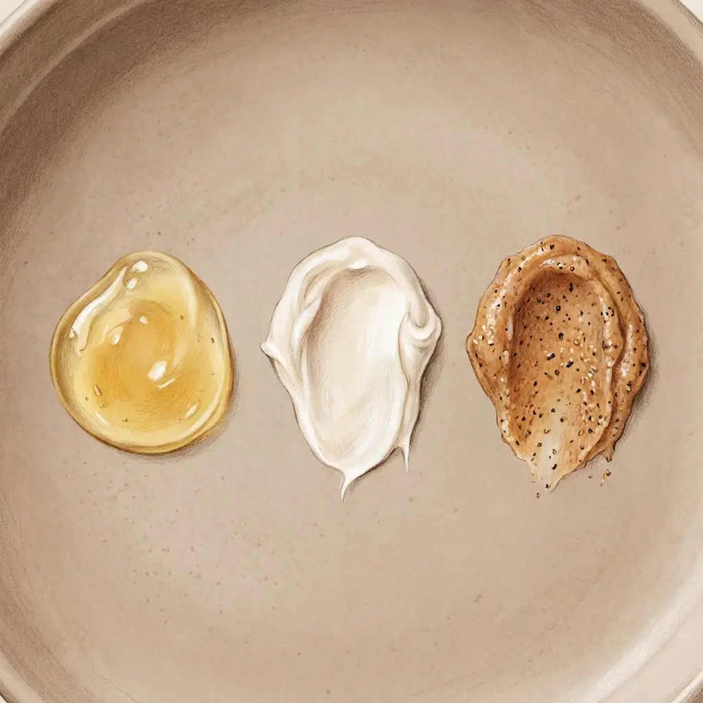 close up comparison of different skincare creams