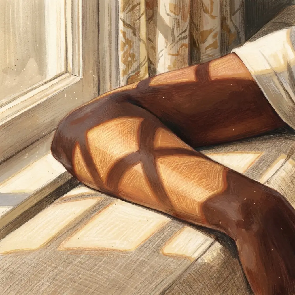 Close-up of daylight falling through a window onto a forearm.