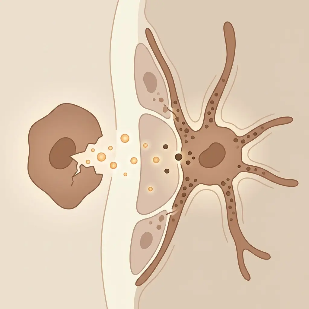 Illustration of cytokine signals from damaged skin cells 