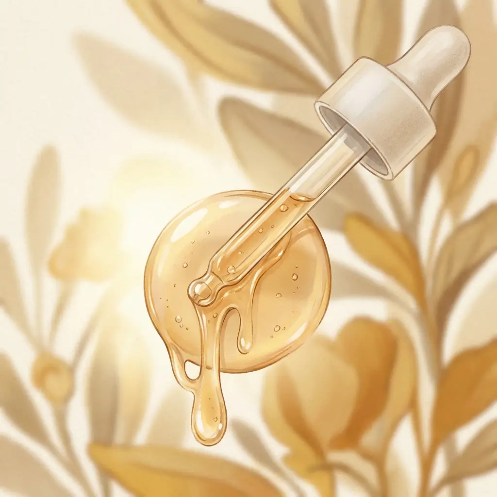 Serum dropper with product in warm light