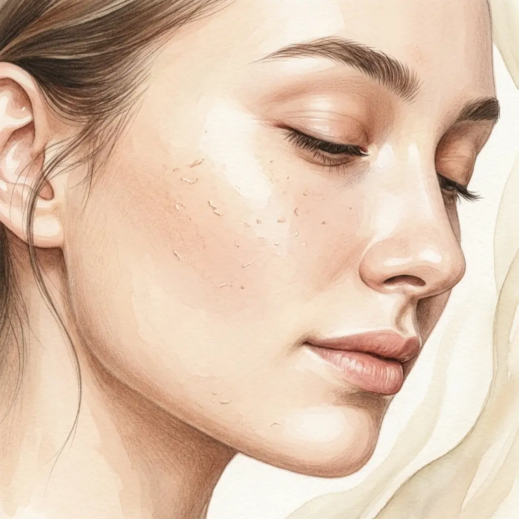 Skin in warm light during the healing process