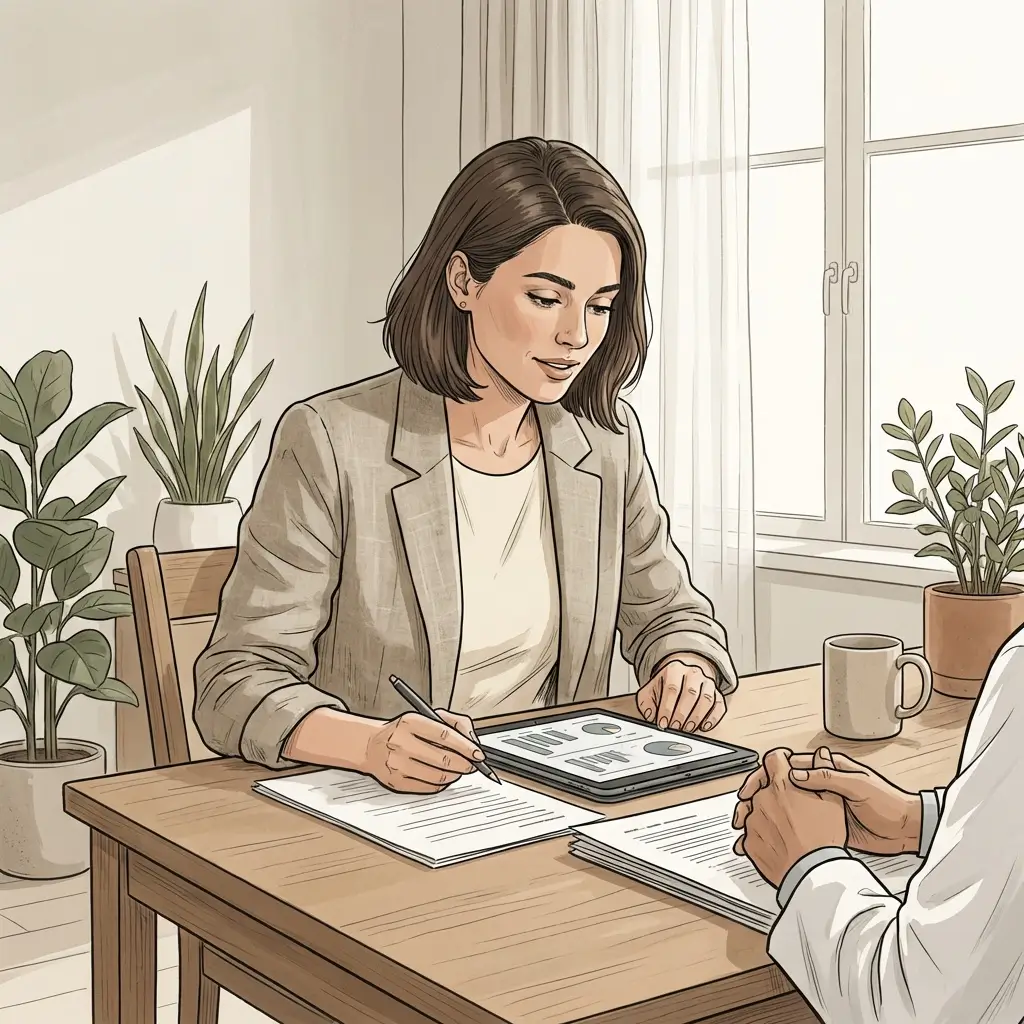 Woman in a calm consultation setting