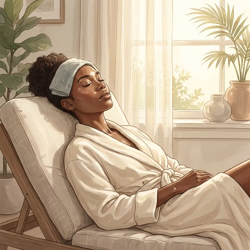 Woman resting in calm warm light