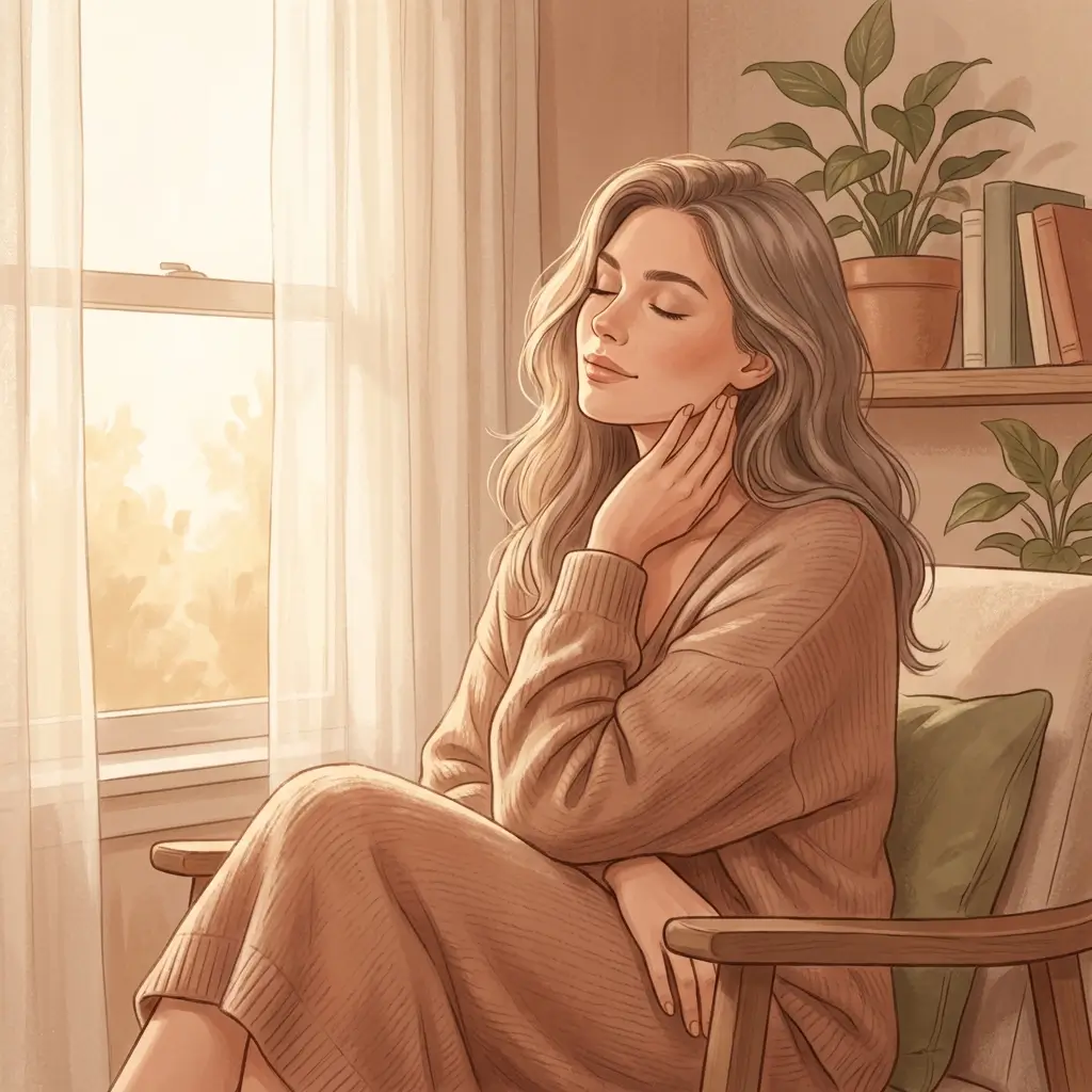 Woman resting in warm natural light